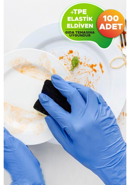 Tpe Plastik Tek Kullanımlık Esnek Dayanıklı Gıda Mutfak Bahçe Temizlik Eldiveni 100 Adet
