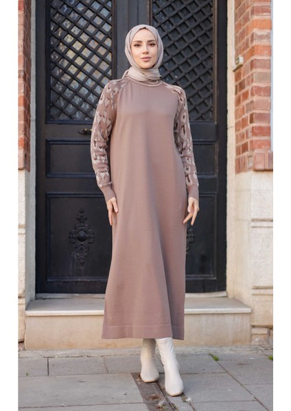 Kadın Merserize Figürlü Triko Elbise -PMK348 indirimleri