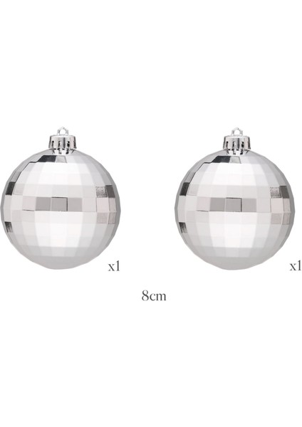 New Year Yılbaşı 2'li Set Disko Topu Ağaç Süsü Silver 8 cm fiyatları