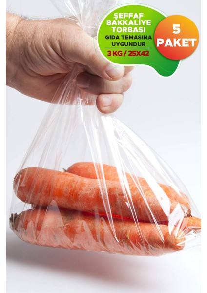 Naylon Şeker Bakliyat Buzdolabı Bakkaliye Torbası Gıdaya Uygun 25 x 42 cm 3 kg Kapasite 5 Paket modelleri