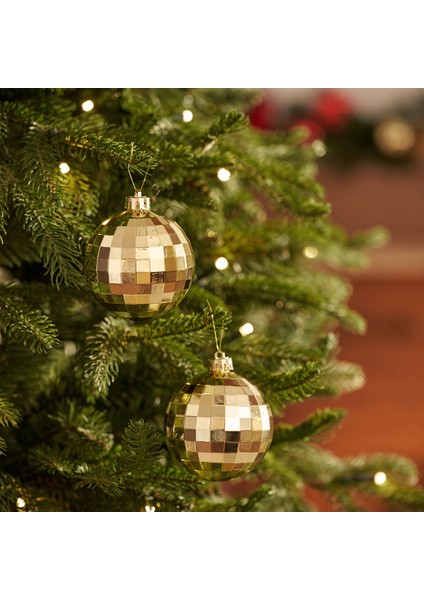 New Year Yılbaşı 2'li Set Disko Topu Ağaç Süsü Gold