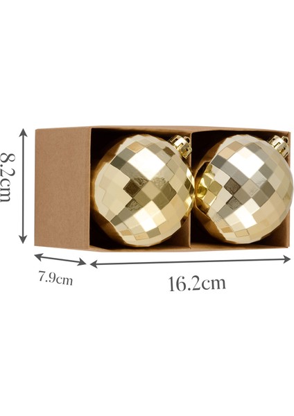 New Year Yılbaşı 2'li Set Disko Topu Ağaç Süsü Gold modelleri