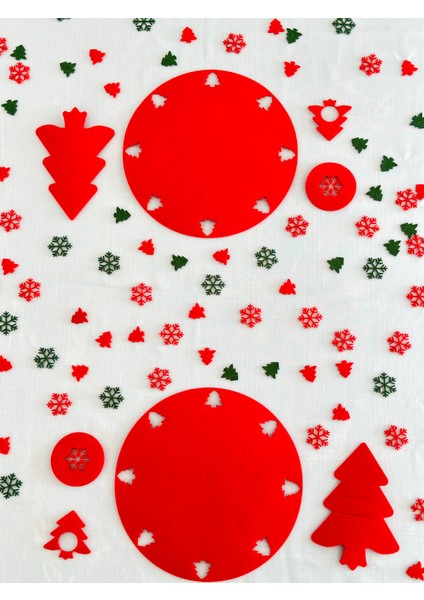 Yılbaşı Temalı Kırmızı Amerikan Servisi 12 Kişilik,yılbaşı Temalı Kırmızı Supla Seti,yılbaşı Masa Dekoru,masa Süslemeleri modelleri