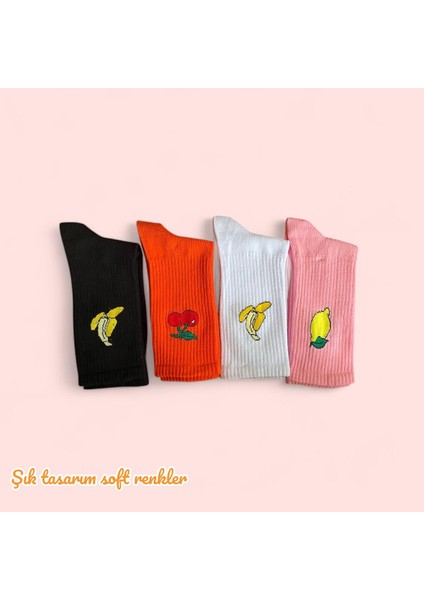 4'lü Paket Unisex Soket Çorap Çok Renkli