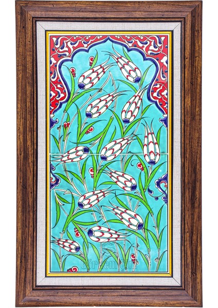 20x40 Cm ED 154 Mavili Lalezar El dekoru Çini Pano