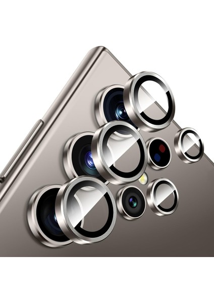 Samsung Galaxy S24 Ultra Kamera Koruyucu Lens Alüminyum Alışımlı Safir Cam (Titanyum Gri)