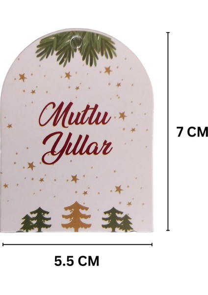 Yılbaşı Mutlu Yıllar Yazılı Hediye Etiketi, Delikli Yeniyıl Paketleme Kartı, 50 Adet, 5,5 x 7 cm fiyatları