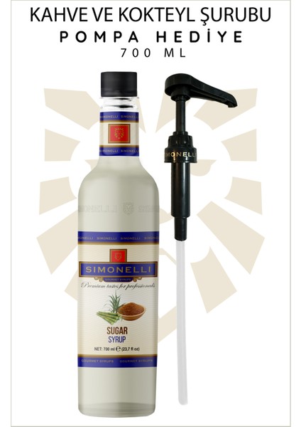 Kahve ve Kokteyl Şurubu Şeker 700 ml + Pompa Simonelli