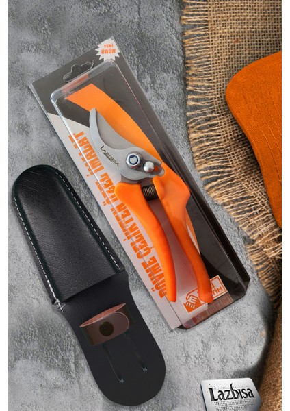 LZ-K10 Budama Makası Bağ Makası ve Deri Kılıfı 2'li Set