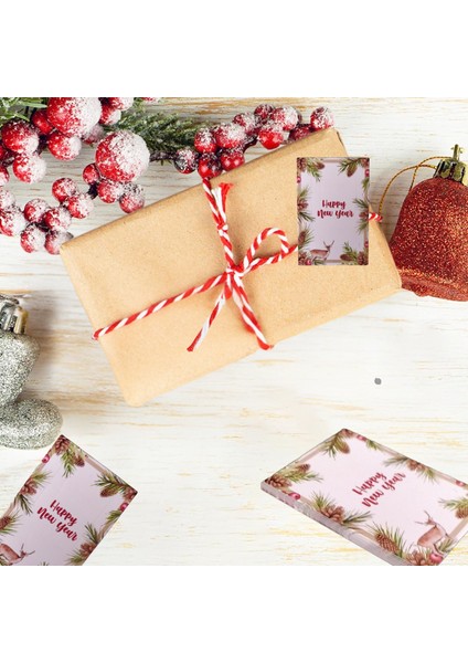 Yılbaşı Happy New Year Tebrik Kartı, Yeniyıl Temalı Hediye, Not Kartları, 12 Adet, 5,5 x 8 cm modelleri