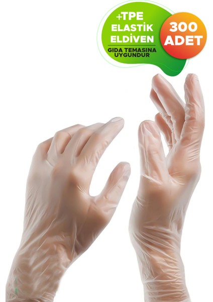 Tpe Plastik Tek Kullanımlık Esnek Dayanıklı Gıda Mutfak Bahçe Temizlik Eldiveni 300 Adet