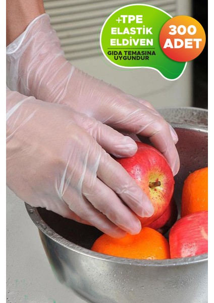 Tpe Plastik Tek Kullanımlık Esnek Dayanıklı Gıda Mutfak Bahçe Temizlik Eldiveni 300 Adet