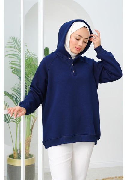 Kapüşonlu Çıtçıtlı Tunik Sweat