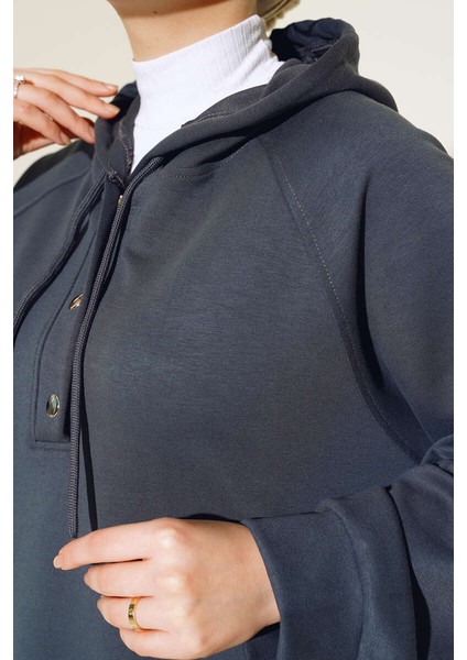 Kapüşonlu Çıtçıtlı Tunik Sweat indirimleri