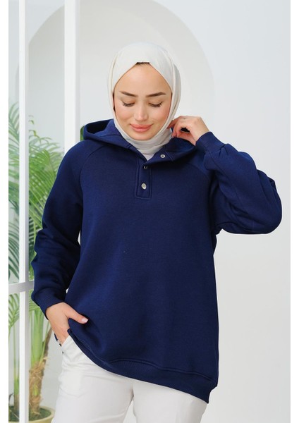 Kapüşonlu Çıtçıtlı Tunik Sweat modelleri