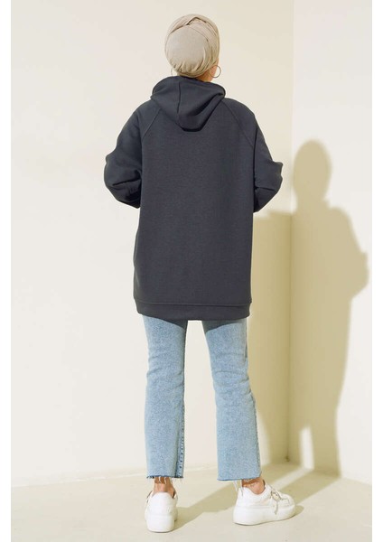 Kapüşonlu Çıtçıtlı Tunik Sweat