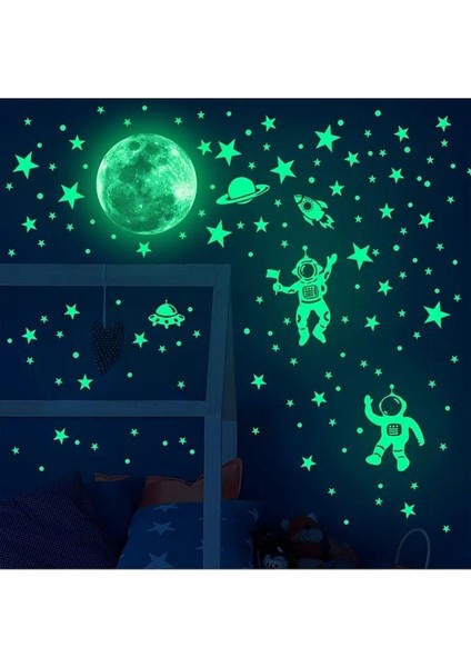 Major Selection Karanlıkta Parlayan Astronot Gezegen Duvar Stickerı
