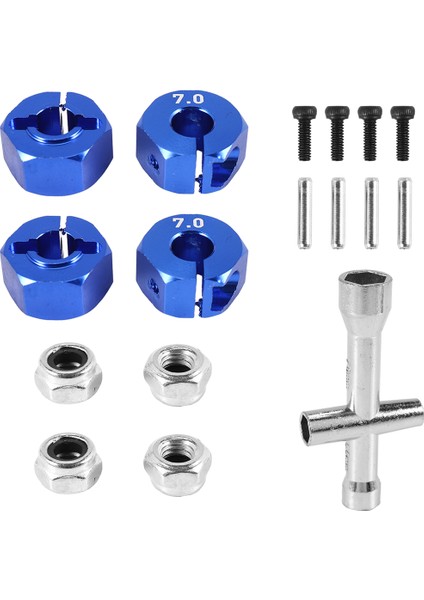Metal 12MM Altı Tekerlek Hub Adaptörü M4 Flanşlı Kilit Somun Çapraz Anahtarı Traxxas 1/10 Slash 4x4 Vxl 2WD Rustler Rc Car (Yurt Dışından)