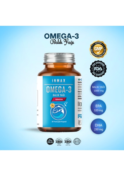 Omega-3 Dha - Epa 1000 Mg (İZLANDA) Soğuk Su Balık Yağı Içeren 30 Softgel Kapsül