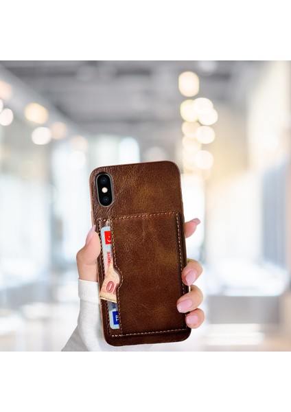 Iphone x Tlp Kartlıklı Standlı Glase Lüx Deri Kılıf