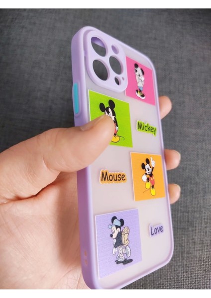 iPhone 12 Pro Mickey Mouse Tasarım Mor Tuşları Renkli Hux Kılıf fırsatları
