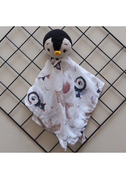 Bebek Amigurumi Örgü Çıngırak Penguen Uyku Arkadaşı