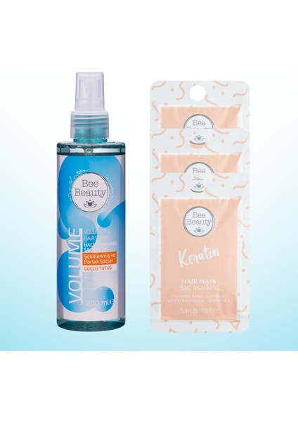 Hacimlendirici Saç Spreyi 200 Ml - Bee Beauty Keratin Saç Maskesi 25 Ml X 3