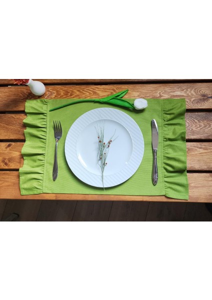Bahar Keten 2 Kenar Fırfırlı Yeşil Vintage Amerikan Servis 30X50 fiyatları