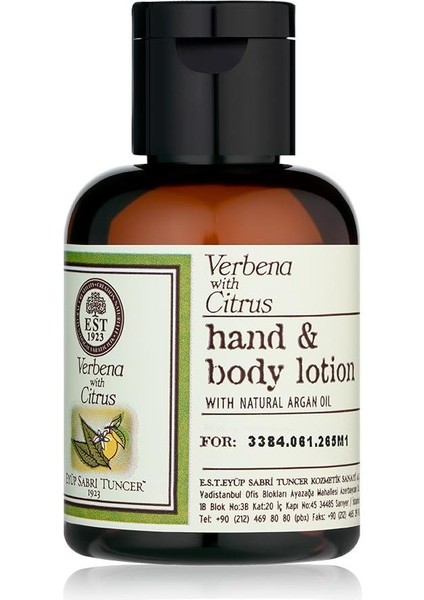 Verbena Citrus Doğal Zeytinyağlı El ve Vücut Losyonu 50 ml