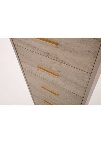 -Milano 6 Çekmeceli Traverten Desenli Yüksek çamaşırlık, Şifonyer fırsatları