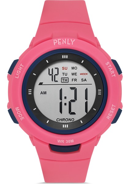 8217 Su Geçirmez Dijital Çocuk Kol Saati Model Pembe +4 Renk Kronometre-Alarmlı