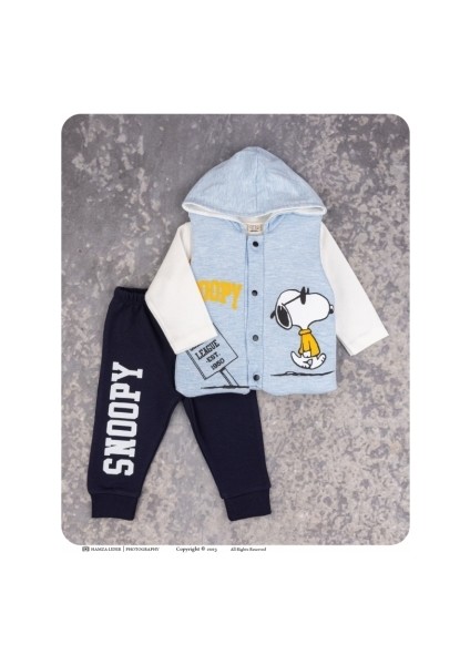 Snoopy Baskılı 3lü Yelekli Takım6-18 Ay