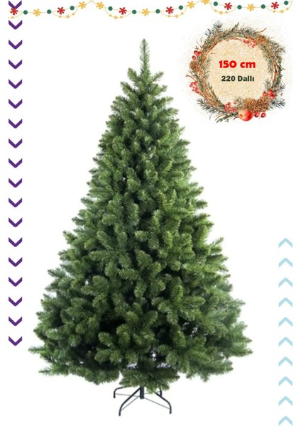 150 cm Yılbaşı Çam Ağacı - Merry Christmas Çam Ağacı - 220 Dal Çam Ağacı