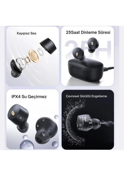 Yapay Zeka Destekli Ipx4 Enc Mikro Diyafram Tws Kulakiçi Bluetooth Kulaklık 300MAH Kulaklık