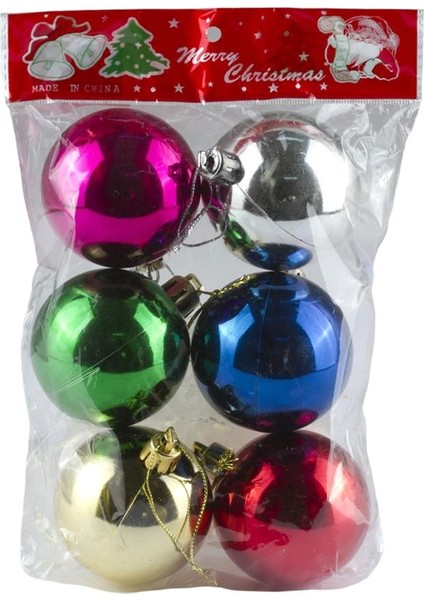 6 Adet Lüks 4 cm Yılbaşı Süsü Renkli Topları Noel Süs Toplar