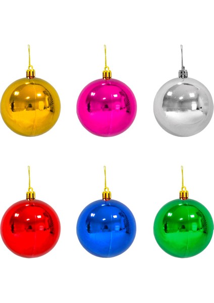 6 Adet Lüks 4 cm Yılbaşı Süsü Renkli Topları Noel Süs Toplar fiyatları