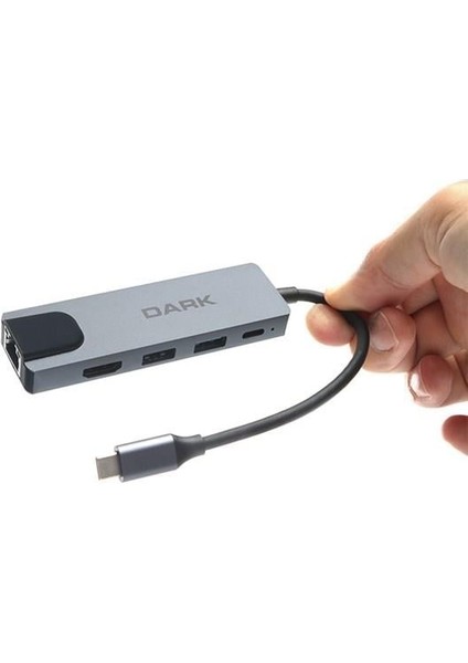 DK-AC-U31X46 Type-C To Ethernet / HDMI / USB 3.0 - USB 2.0 / Usb-C Pd 65W Macbook Pro/air & Notebook/ultrabook Için Port Çoklayıcı Hub