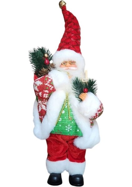 Yılbaşı Partisi Çiçekli Noel Baba 30 cm Dekor Süs 1 Adet.