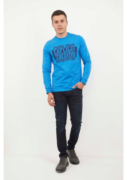 Solana Erkek Uzun Kol Tişört Mavi