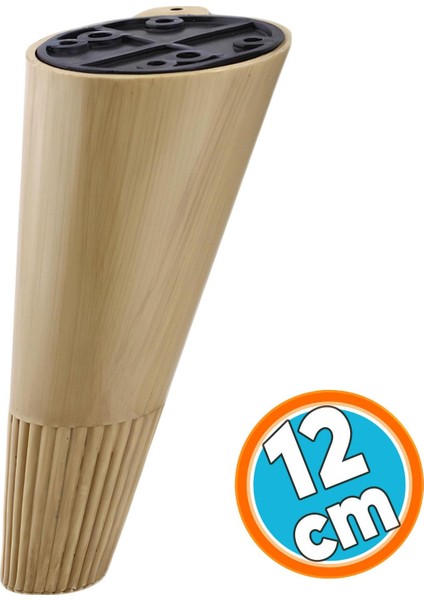 Mobilya Yükseltici Baza Ayağı - Koltuk Kanepe Altı Puf Ayakları - Açılı Konik 12 cm - Açık Ceviz