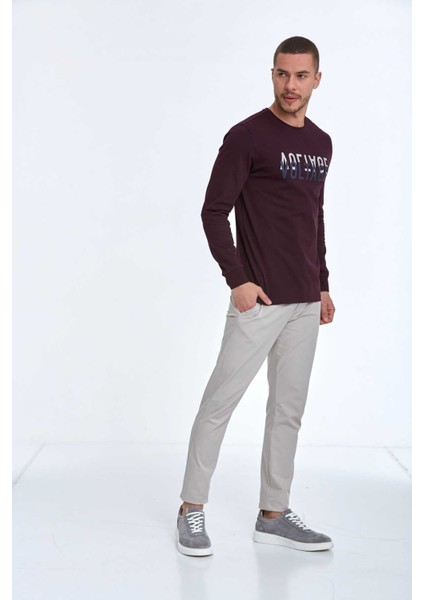 Capri Erkek Uzun Kol Tişört Bordo modelleri