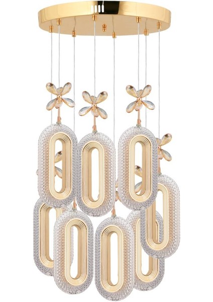 Istanbul Avize Alfa 8'li Gold Üç Renk Ledli Lüx Avize