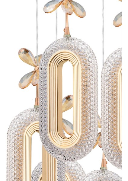 Istanbul Avize Alfa 8'li Gold Üç Renk Ledli Lüx Avize modelleri