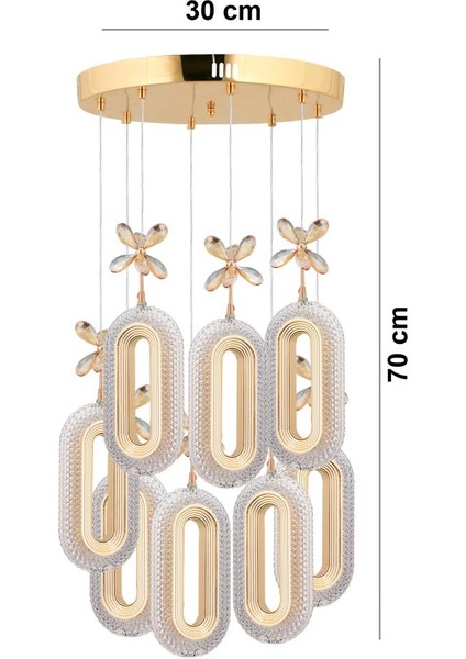 Istanbul Avize Alfa 8'li Gold Üç Renk Ledli Lüx Avize fırsatları