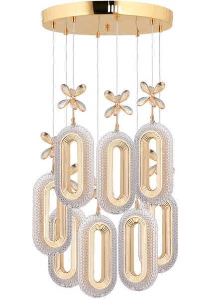 Istanbul Avize Alfa 8'li Gold Üç Renk Ledli Lüx Avize indirimleri