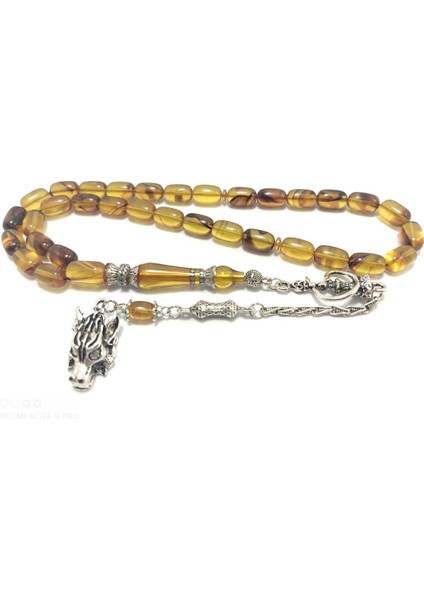 Şevket Alkan Usta Eseri 925 Ayar Gümüş Nakkaş Sıkma Kehribar Sertifikalı 6270