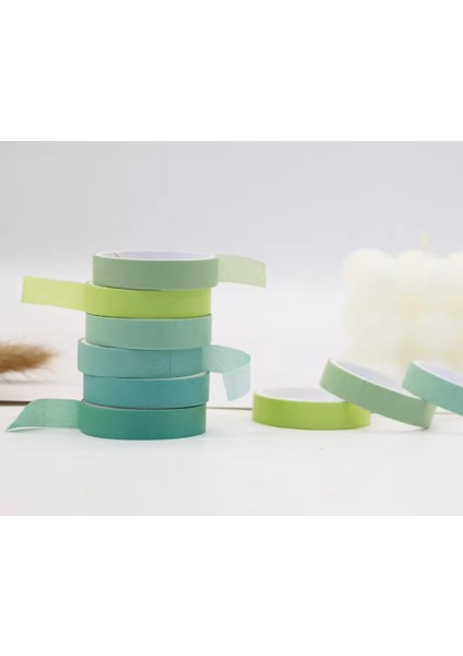 Vintage Washi Tape Bant Yapışkanlı Maskeleme Kağıdı Renkli Bant 6 Lı - Yeşil Tonları fiyatları