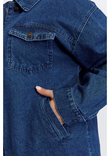 Büyük Beden Denim Ceket Lacivert