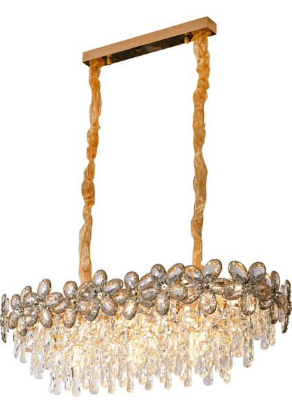 Saral Sıralı Gold Yemek Masası Üstü, Kristal Taşlı Modern Tasarım Salon Avize fiyatları