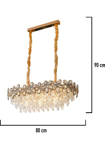 Saral Sıralı Gold Yemek Masası Üstü, Kristal Taşlı Modern Tasarım Salon Avize modelleri